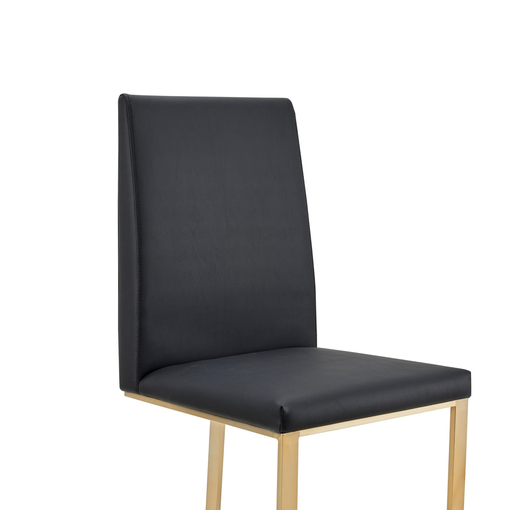 Frankie - Modern Dark Grey Vegan Leather + Antique Brass Dining Chair - View 4