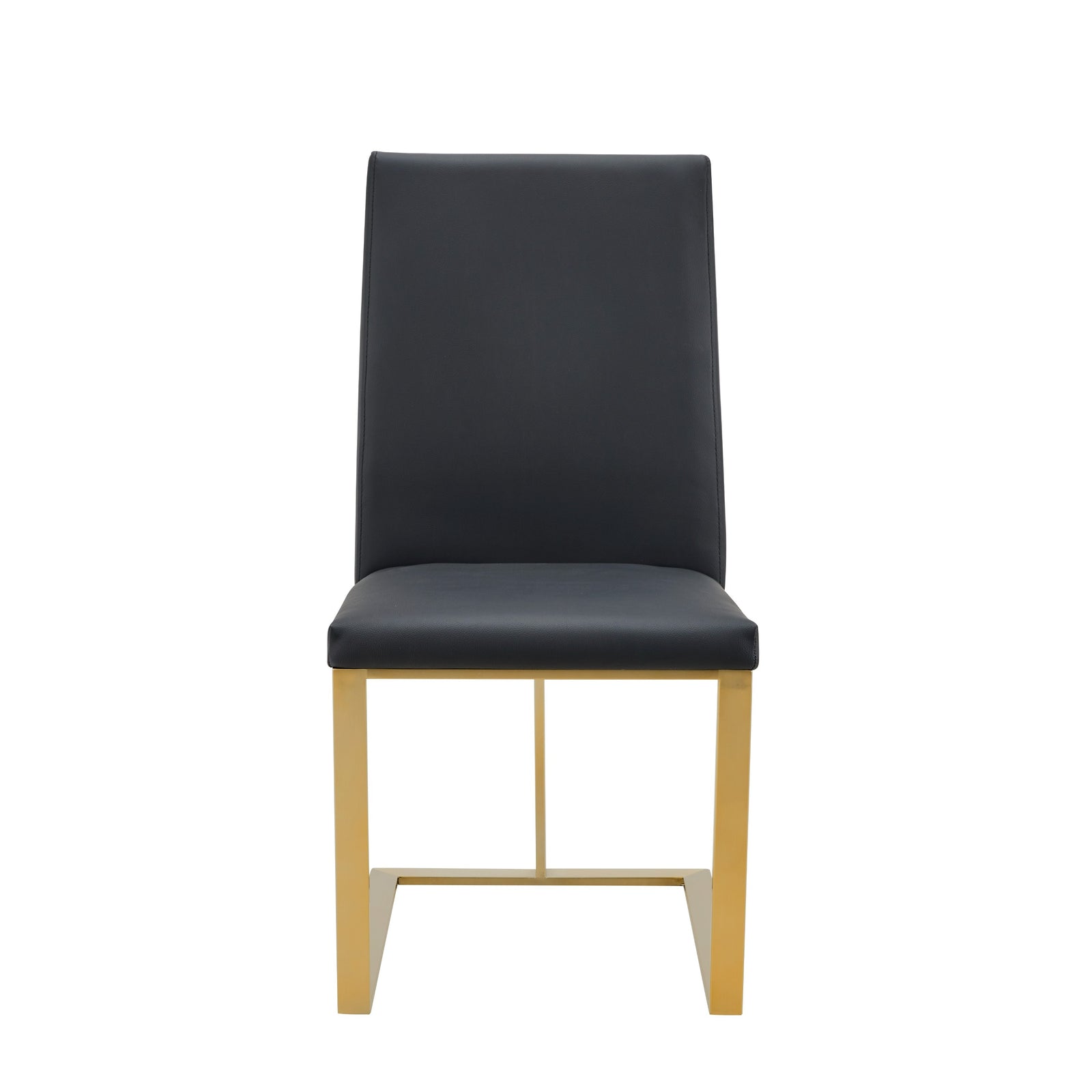 Frankie - Modern Dark Grey Vegan Leather  Antique Brass Dining Chair