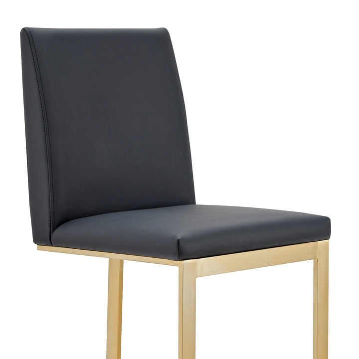 Frankie - Modern Dark Grey Vegan Lether + Antique Brass Counter Stool