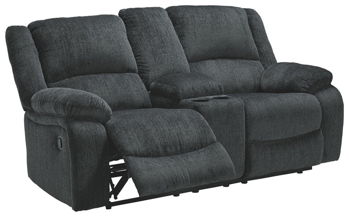 Draycoll - DBL Rec Loveseat w/Console - Dark Gray