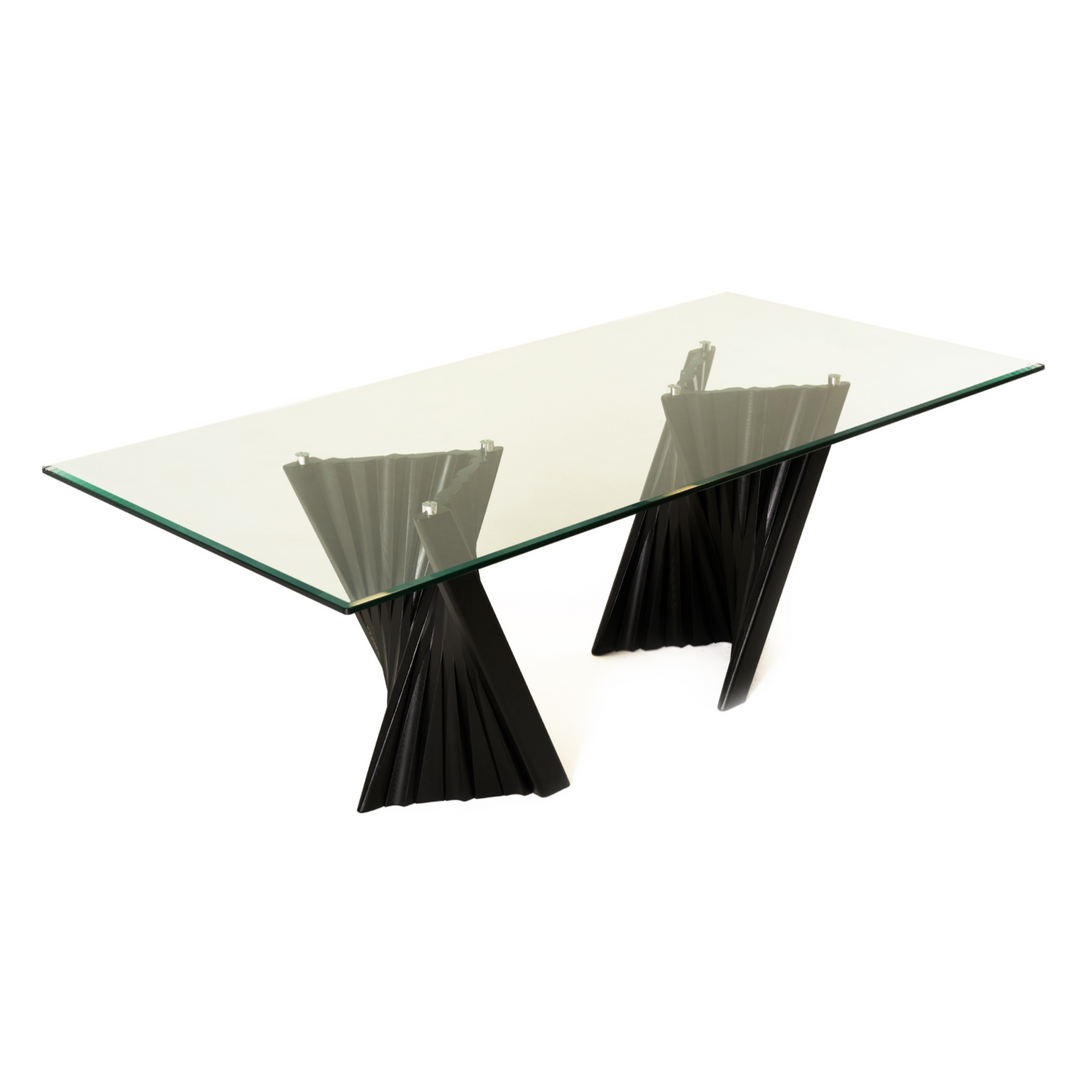 Corbin Mid-Century Black Ash & Glass Dining Table