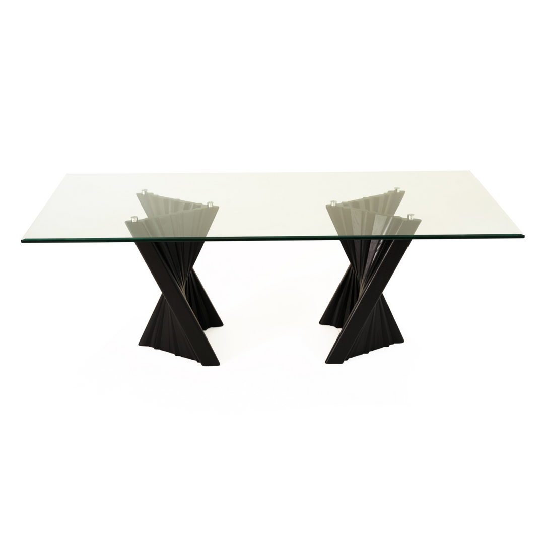 Corbin Mid-Century Black Ash & Glass Dining Table