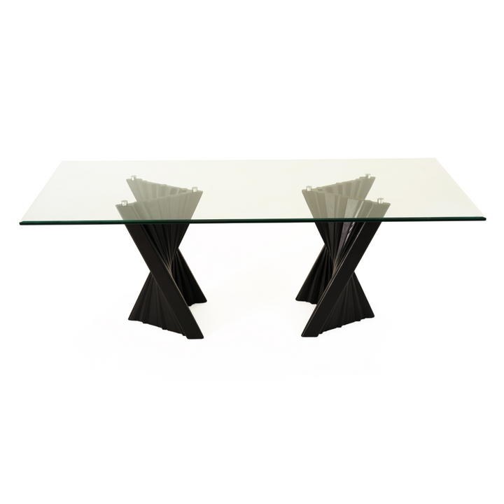 Corbin Mid-Century Black Ash &amp; Glass Dining Table