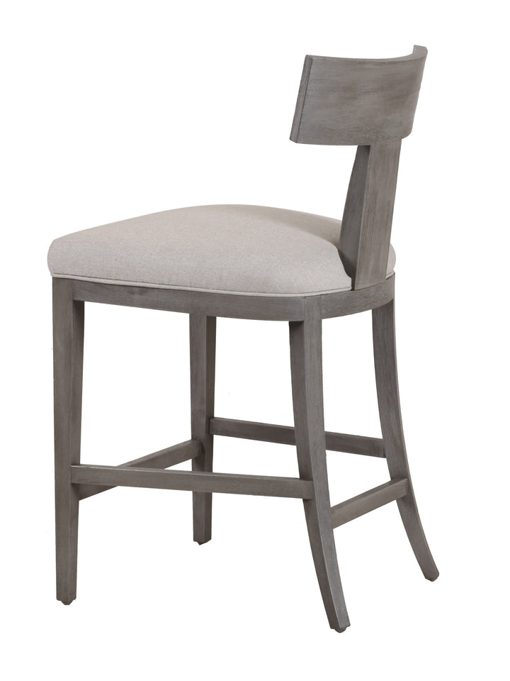 Fabien  Mid-Century Modern Beige Linen + Grey Wash Counter Chair