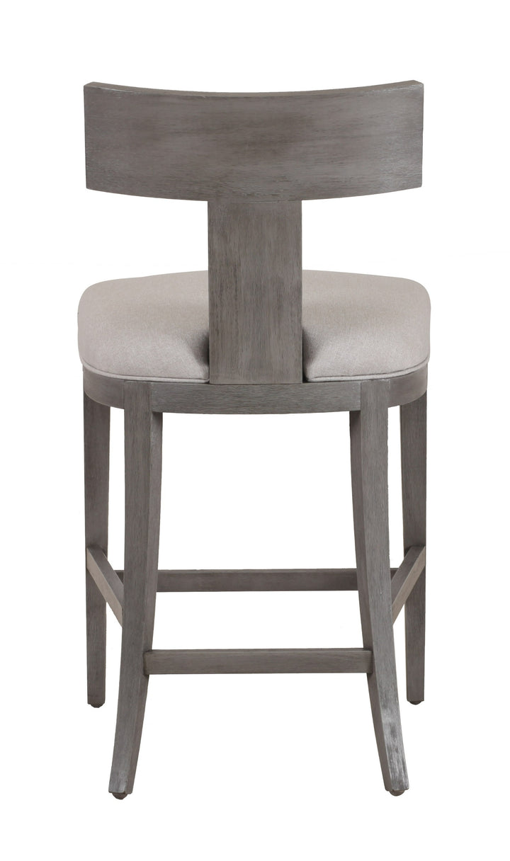 Fabien  Mid-Century Modern Beige Linen + Grey Wash Counter Chair