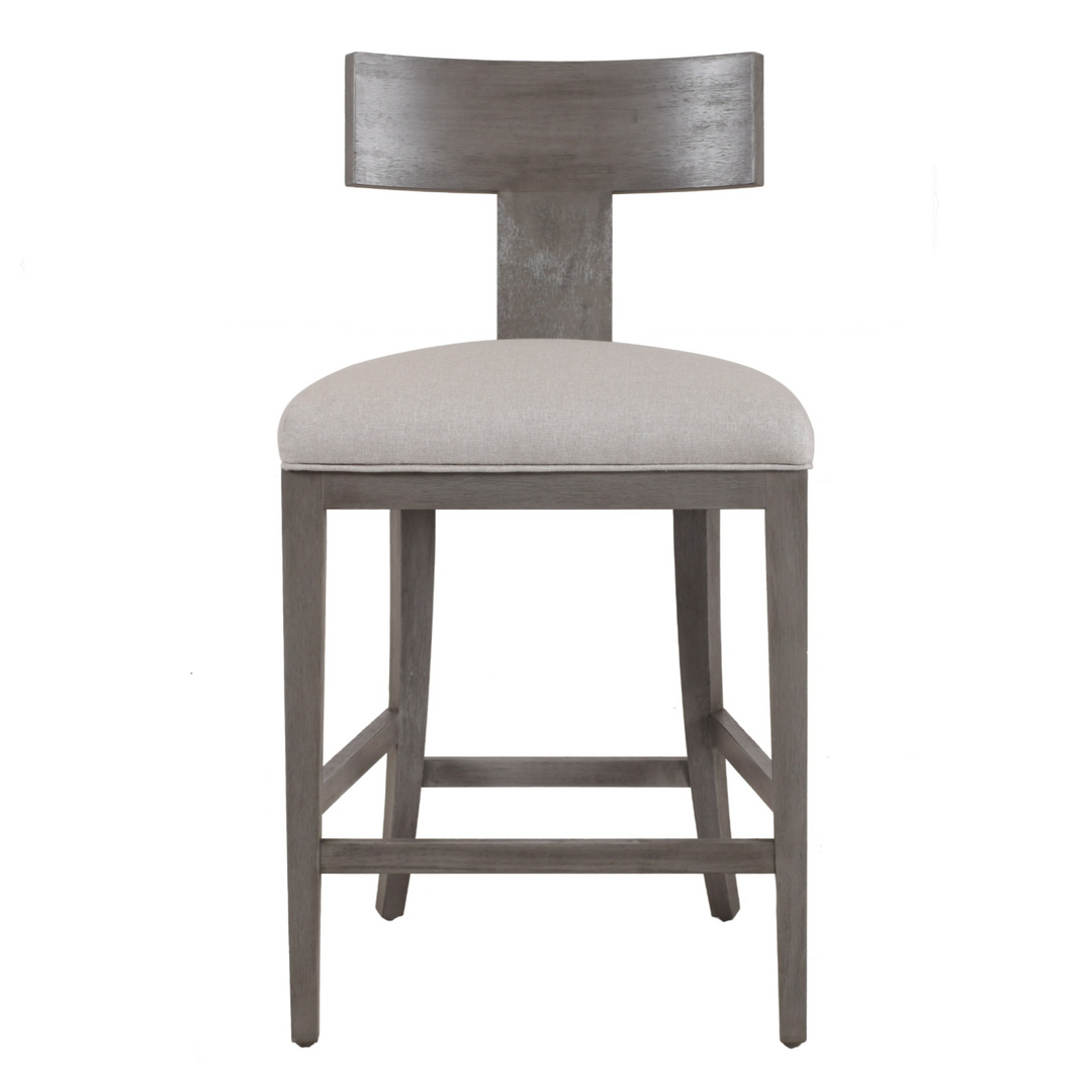 Fabien - Mid-Century Modern Beige Linen + Grey Wash Counter Chair