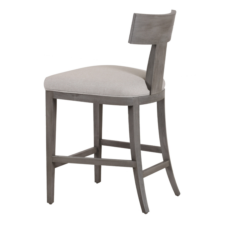 Fabien - Mid-Century Modern Beige Linen + Grey Wash Counter Chair