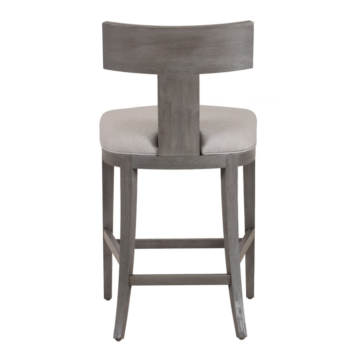 Fabien - Mid-Century Modern Beige Linen + Grey Wash Counter Chair