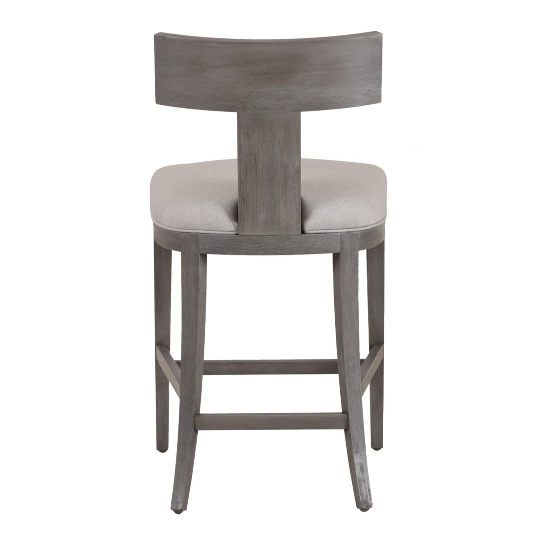 Fabien - Mid-Century Modern Beige Linen + Grey Wash Counter Chair