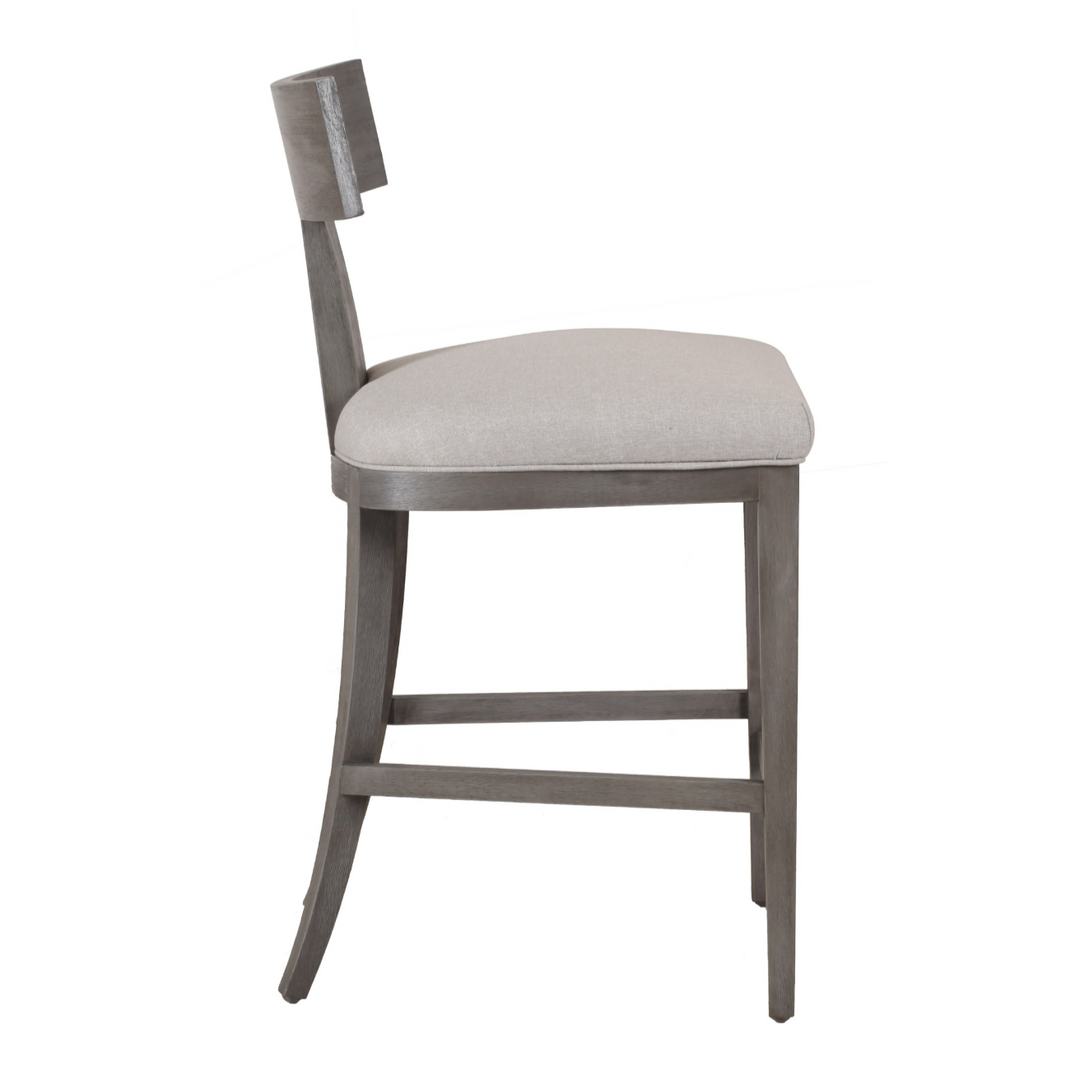 Fabien - Mid-Century Modern Beige Linen + Grey Wash Counter Chair
