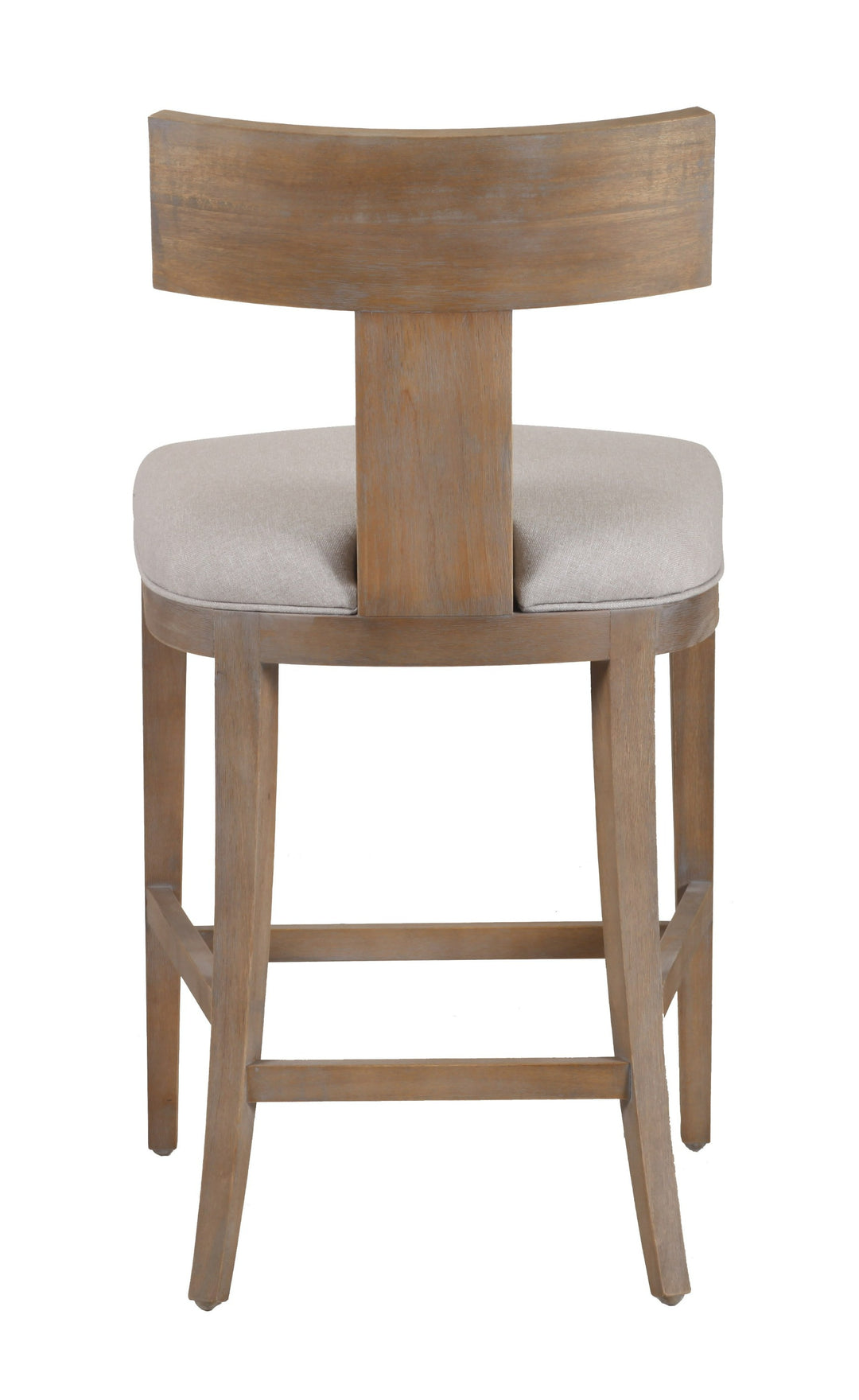 Fabien  Mid-Century Modern Beige Linen + Wood Counter Chair
