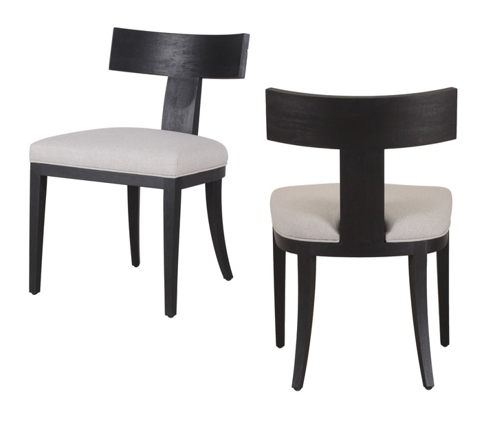Fabien - Mid-Century Modern Beige Linen + Black Walnut Dining Chair (Set of 2)