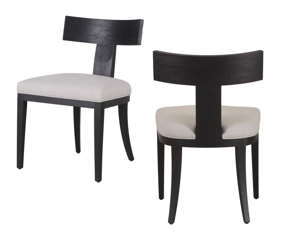 Fabien - Mid-Century Modern Beige Linen + Black Walnut Dining Chair (Set of 2)