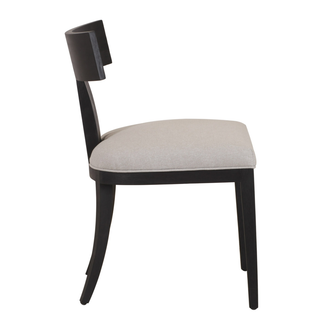 Fabien - Mid-Century Modern Beige Linen + Black Walnut Dining Chair (Set of 2)