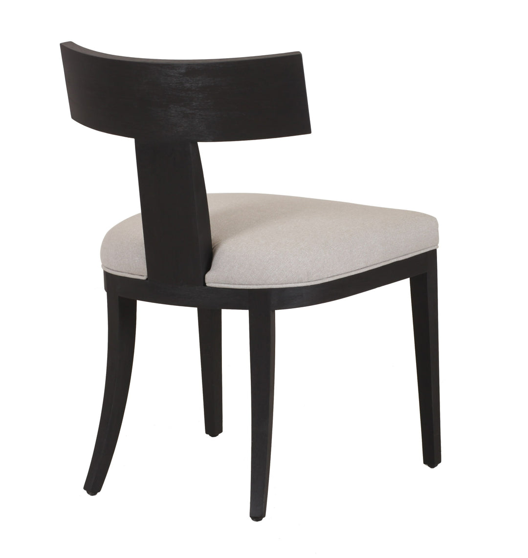 Fabien - Mid-Century Modern Beige Linen  Black Walnut Dining Chair 