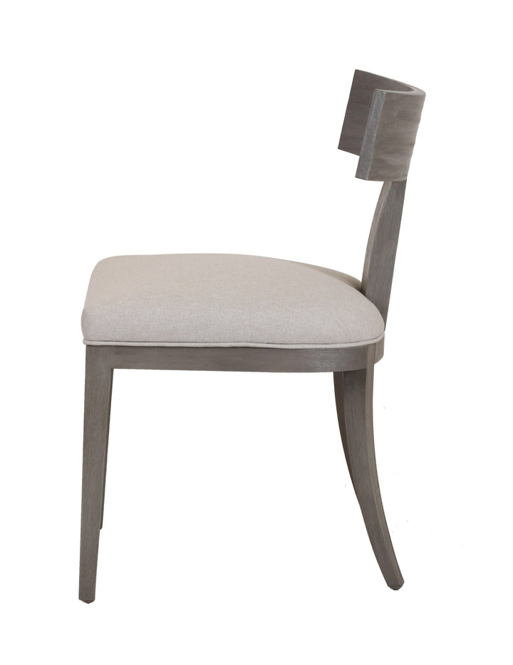 Fabien - Mid-Century Modern Beige Linen  Grey Wash Dining Chair 