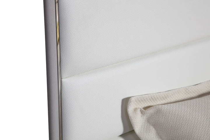 Cartier - Modern White Vegan Leather  Stainless Steel Bed