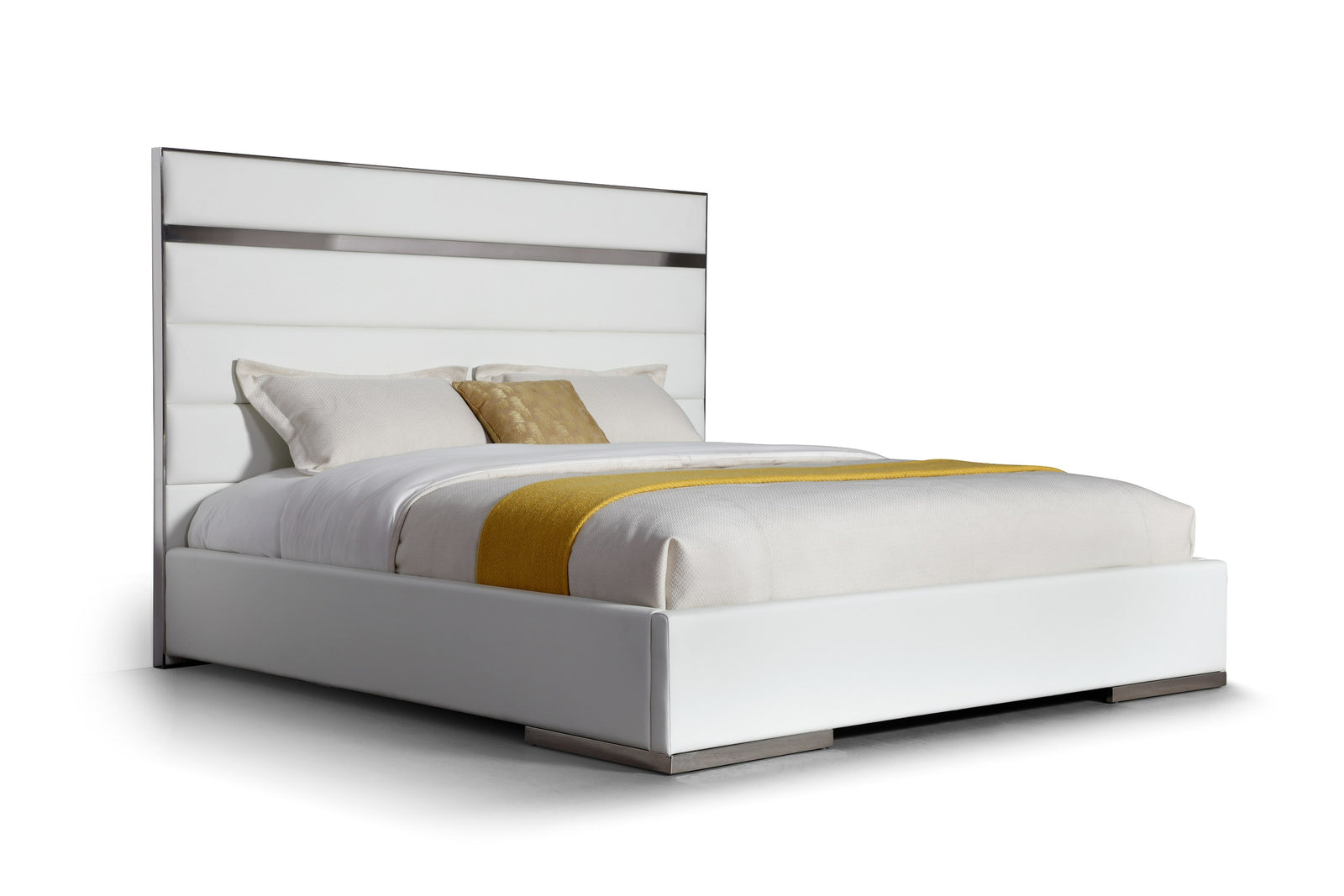 Cartier - Modern White Vegan Leather  Stainless Steel Bed