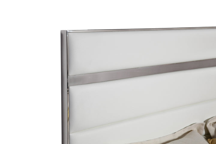 Cartier - Modern White Vegan Leather  Stainless Steel Bed