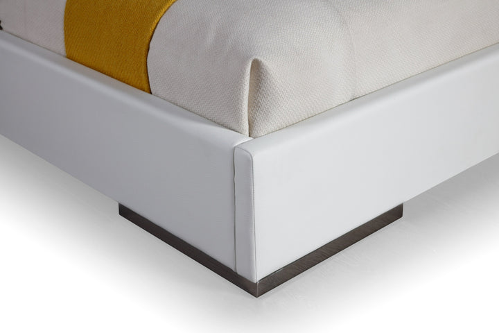 Cartier - Modern White Vegan Leather + Stainless Steel Bed