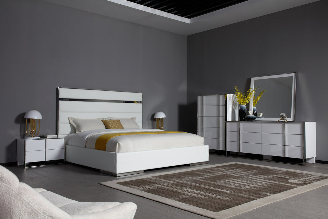 Cartier - Modern White + Stainless Steel Dresser