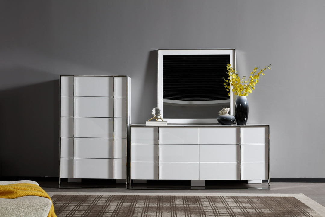 Cartier - Modern White & Stainless Steel Mirror
