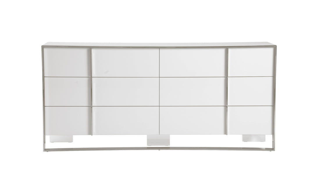 Cartier - Modern White + Stainless Steel Dresser