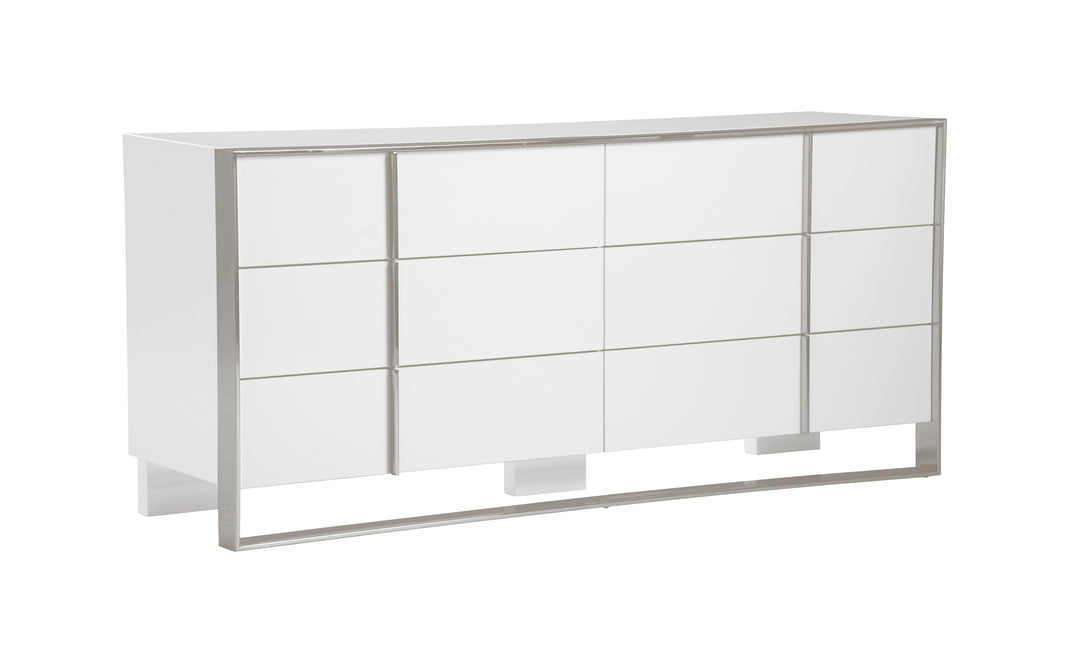 Cartier - Modern White + Stainless Steel Dresser