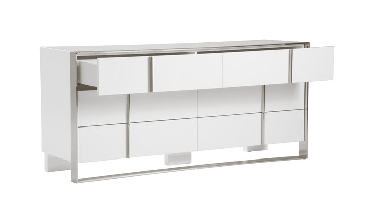 Cartier - Modern White + Stainless Steel Dresser