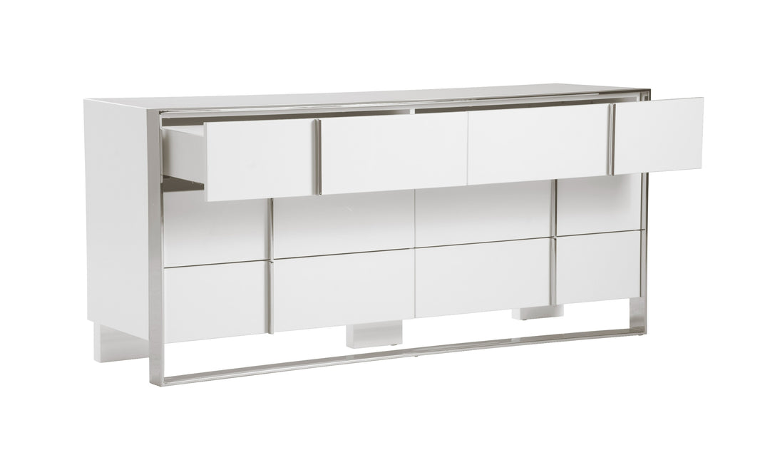 Cartier - Modern White + Stainless Steel Dresser