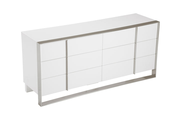 Cartier - Modern White + Stainless Steel Dresser