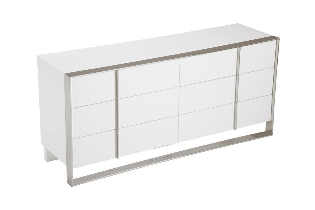 Cartier - Modern White + Stainless Steel Dresser