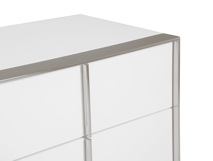 Cartier - Modern White + Stainless Steel Dresser