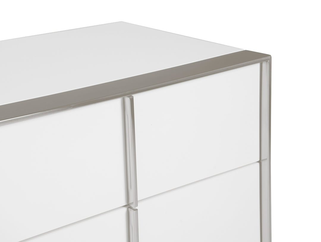 Cartier - Modern White + Stainless Steel Dresser