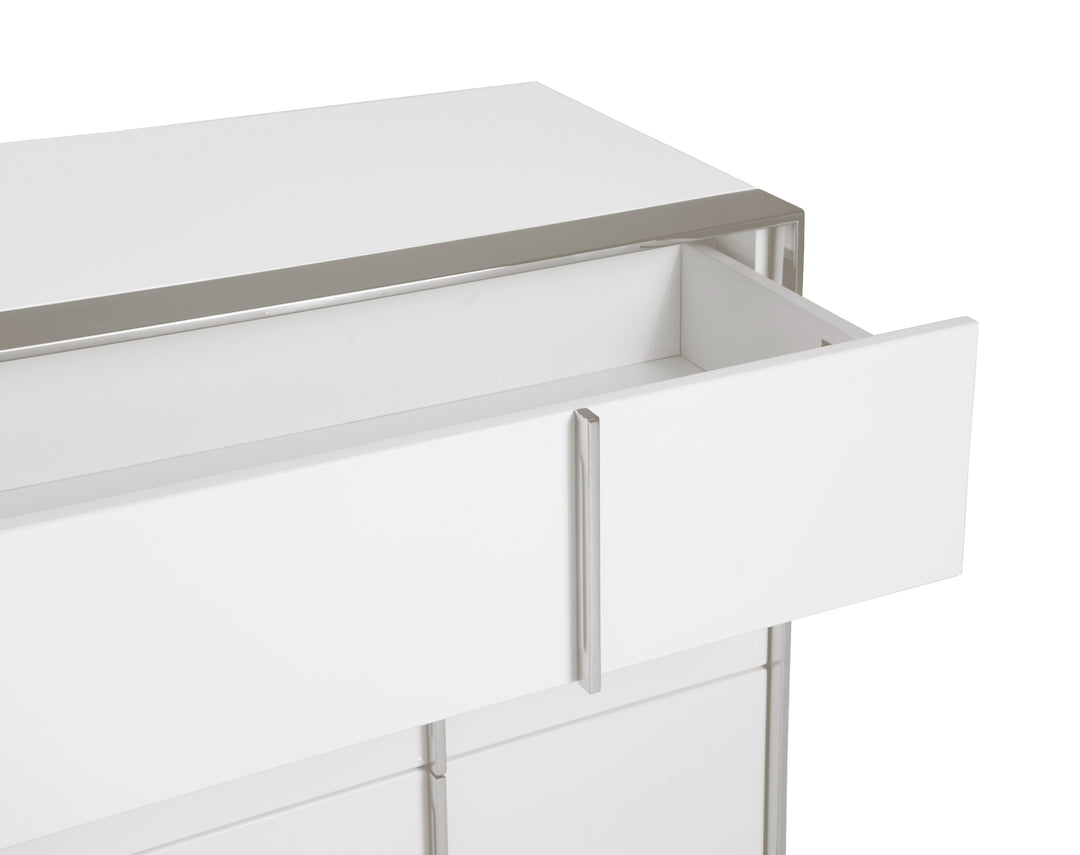 Cartier - Modern White + Stainless Steel Dresser