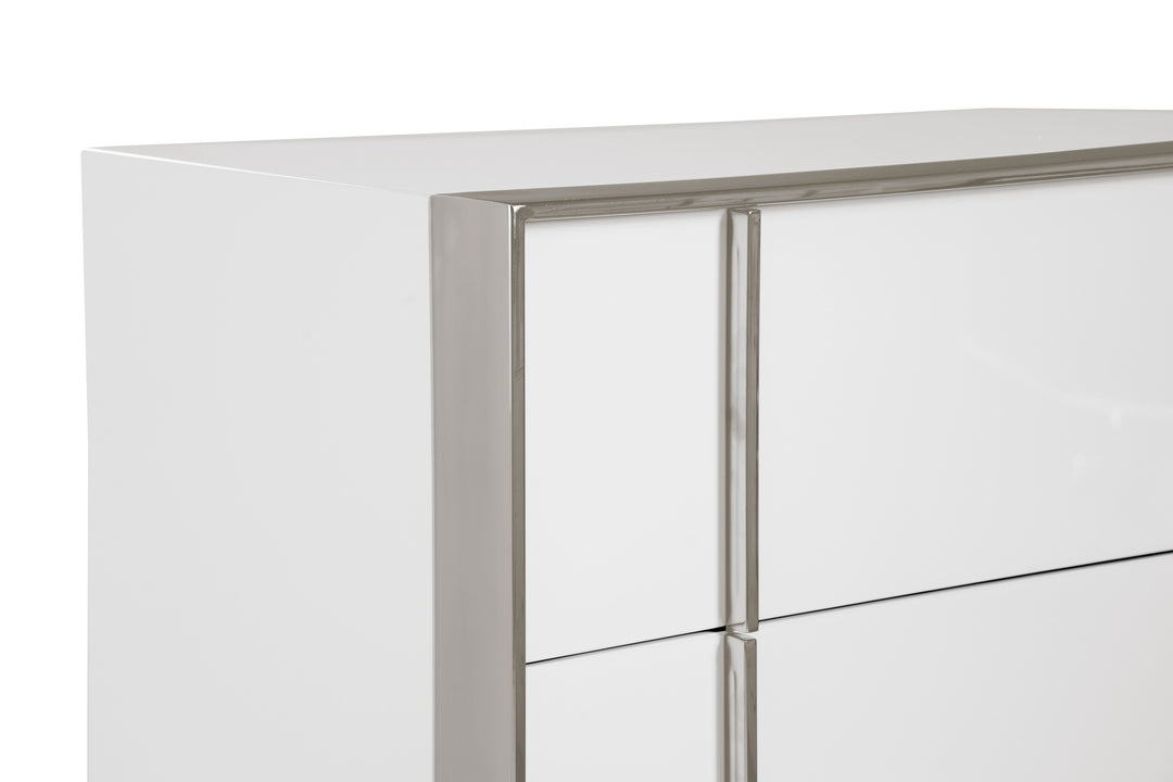 Cartier - Modern White + Stainless Steel Chest