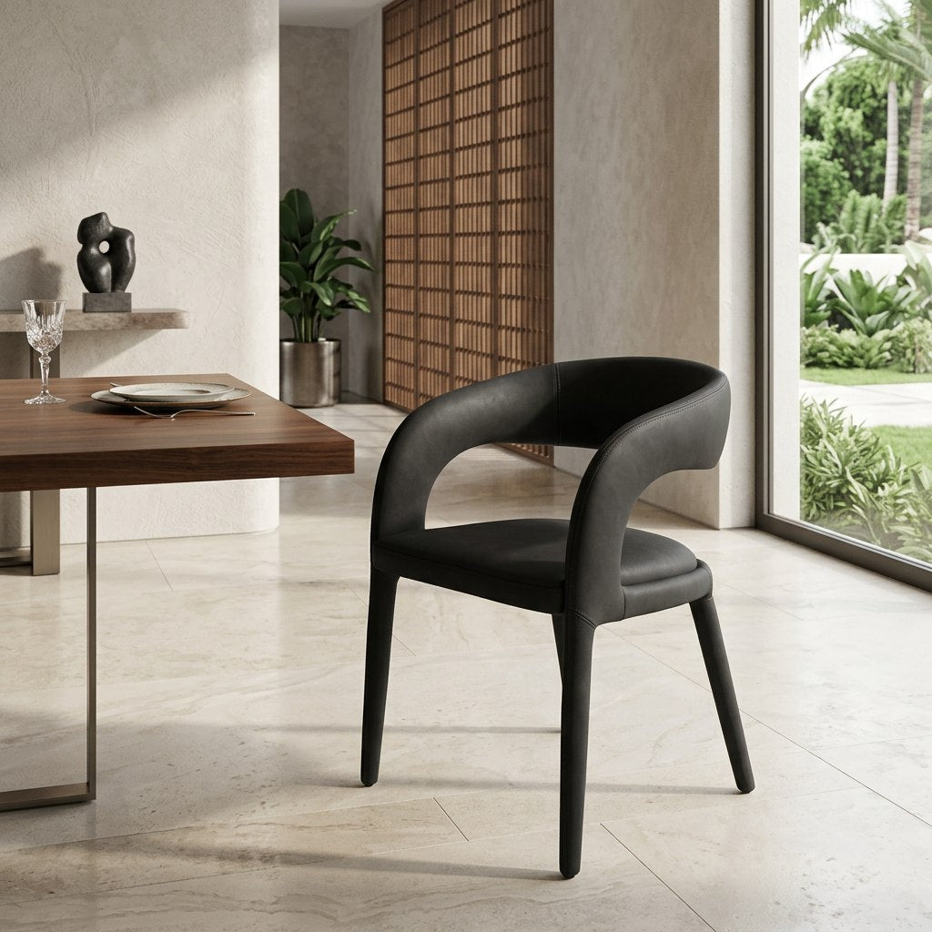 Faerron - Modern Black Leatherette Dining Chair