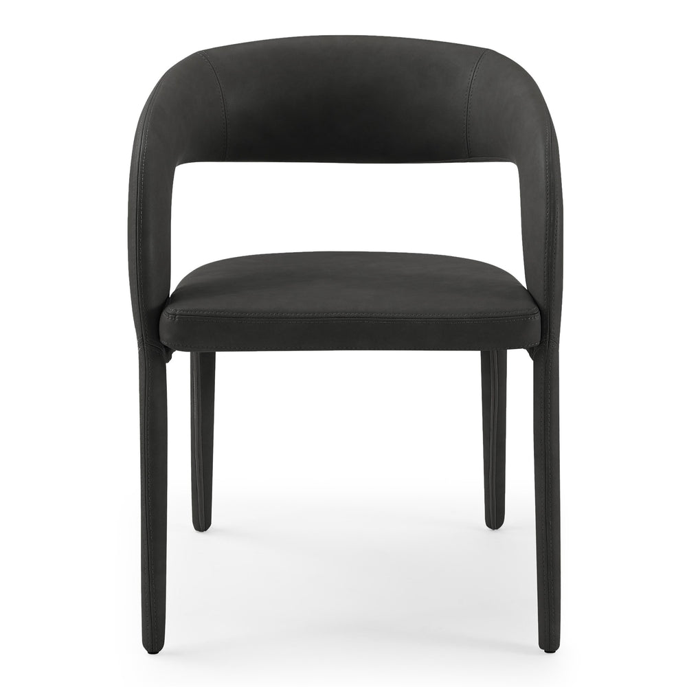Faerron - Modern Black Leatherette Dining Chair - View 2