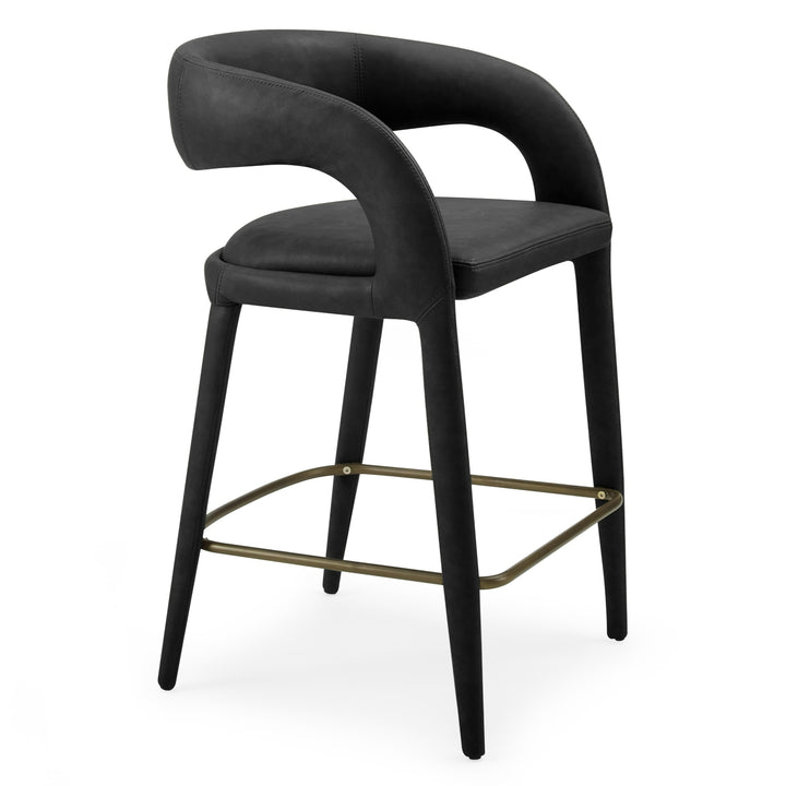 Faerron - Modern Black Leatherette Counter Chair