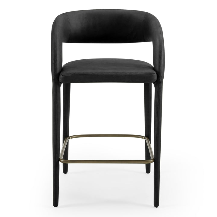 Faerron - Modern Black Leatherette Counter Chair