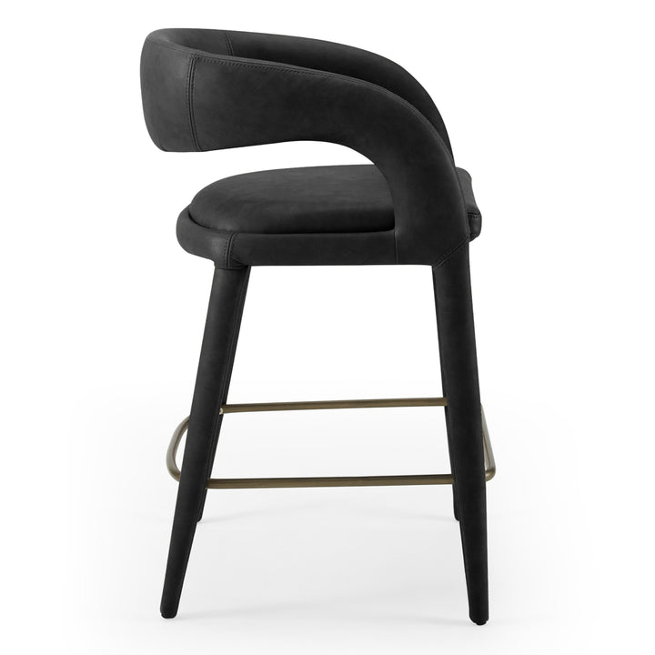 Faerron - Modern Black Leatherette Counter Chair