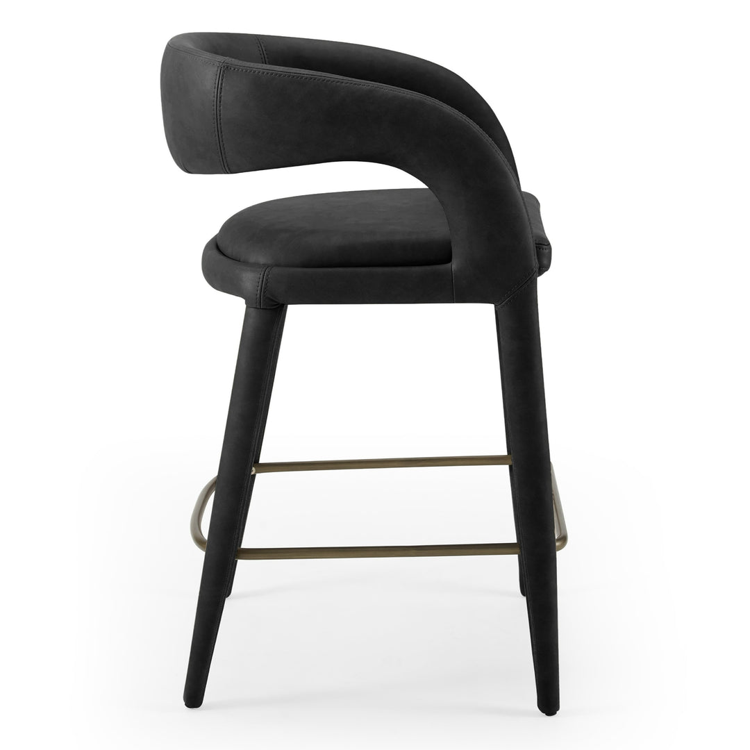Faerron - Modern Black Leatherette Counter Chair