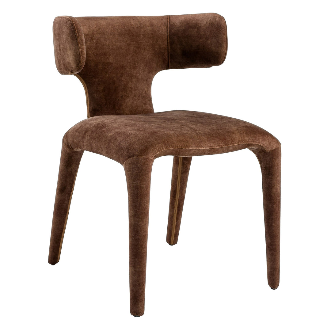 Saehee  Modern Camel Velvet Fabric Dining Chair