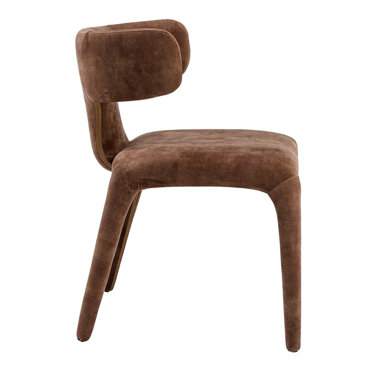 Saehee  Modern Camel Velvet Fabric Dining Chair