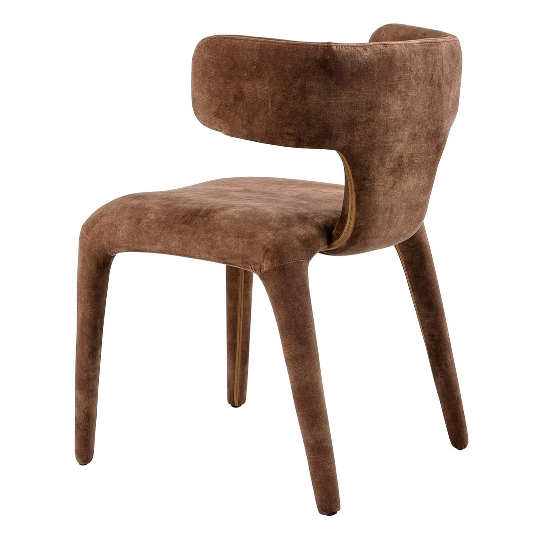 Saehee  Modern Camel Velvet Fabric Dining Chair