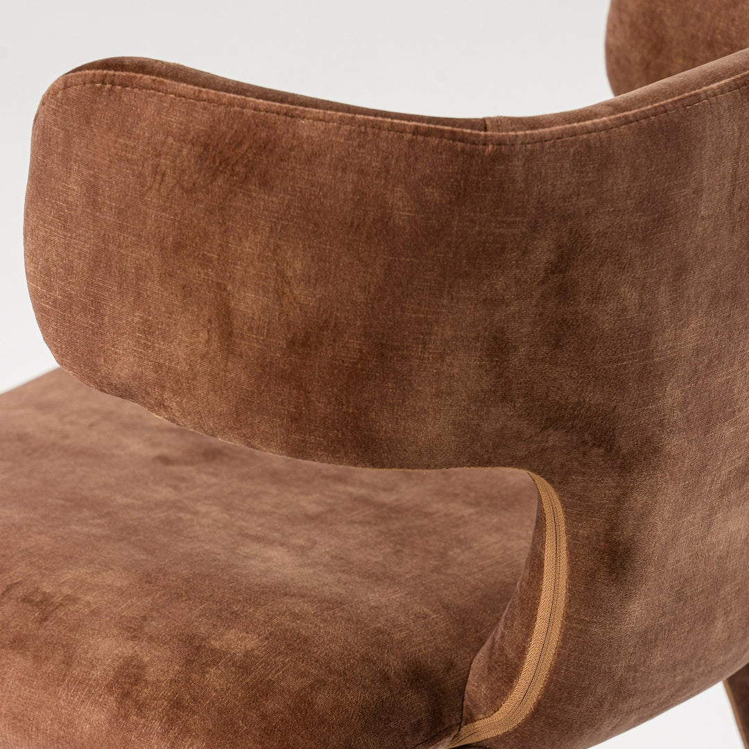 Saehee  Modern Camel Velvet Fabric Dining Chair