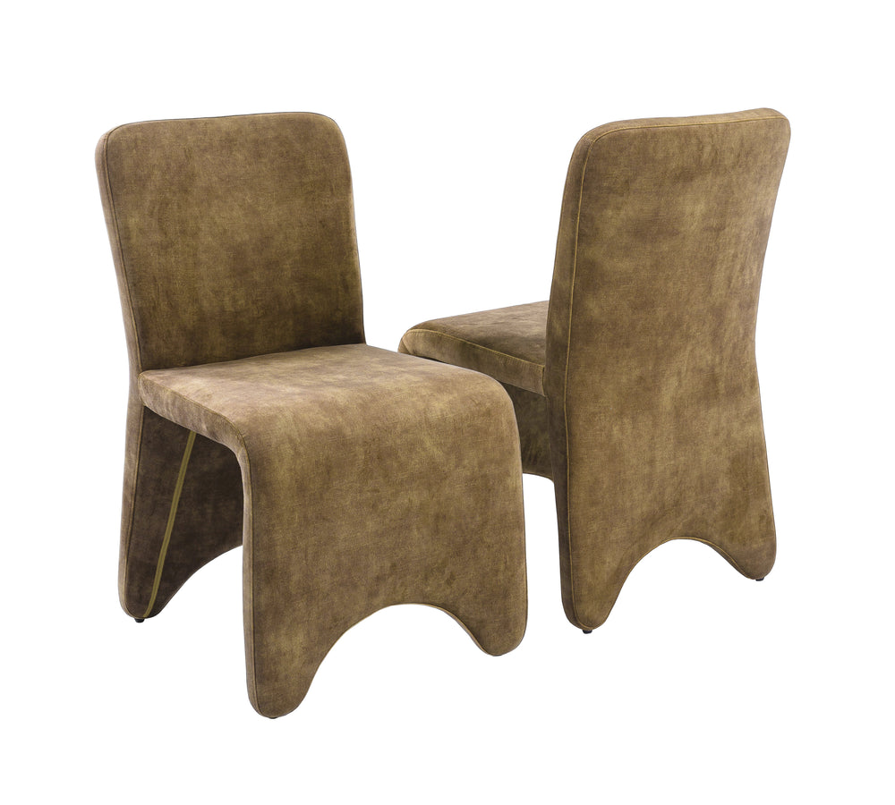 Ditka - Modern Camel Velvet Dining Chair (Set of 2) - View 4