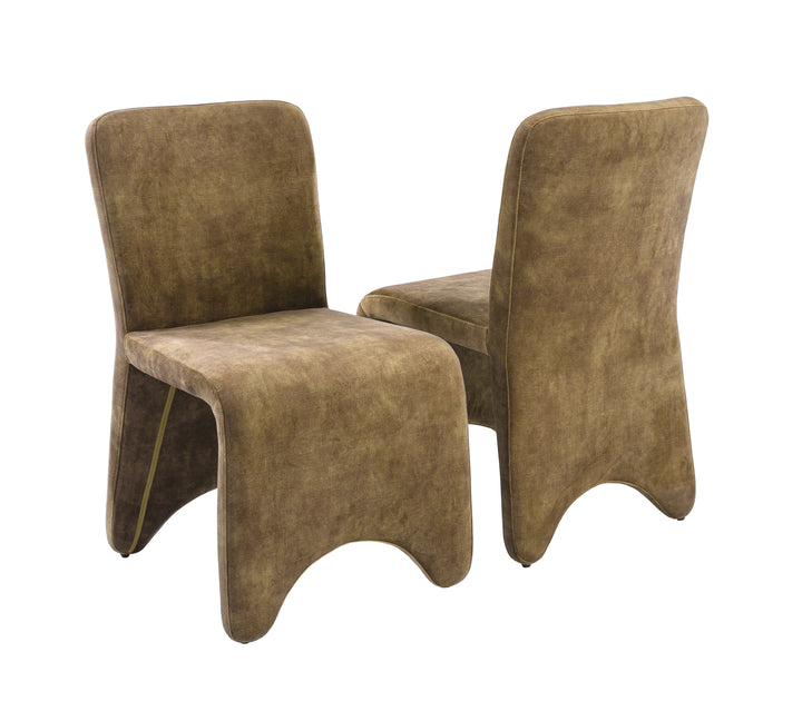 Ditka - Modern Camel Velvet Dining Chair (Set of 2)