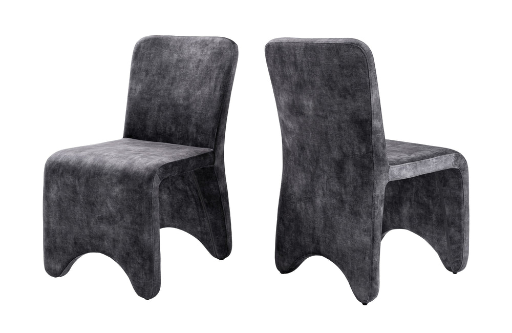 Ditka - Modern Grey Velvet Dining Chair (Set of 2) - View 2