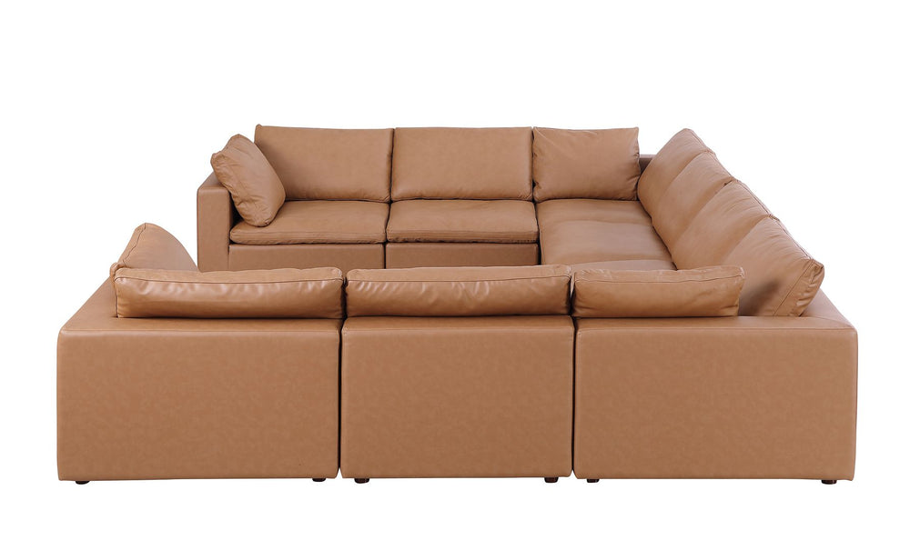 DivanItalia 1100 8-Piece U-Shaped Sectional in Top-Grain Italian Leather - Cognac